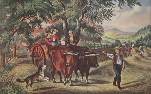 Hooitijd, De eerste lading, uitgegeven 1868, Currier & Ives