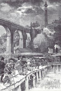 High Bridge over de Harlem River, die vers water van Westchester County naar het reservoir van Central Park brengt door American School