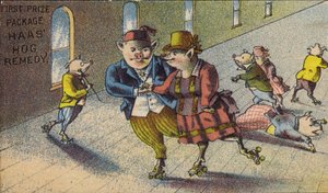 Varkens rolschaatsen door American School