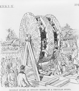 Vakantiesporten in Ceylon, rijden in een cirkelvormig wiel, c.1893