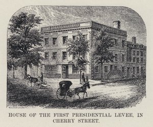 Huis van de eerste presidentiële ontvangst in Cherry Street door American School
