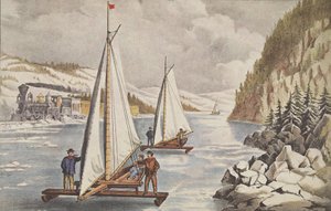 IJsschuitrace op de Hudson, uitgegeven ca. 1855, Currier & Ives