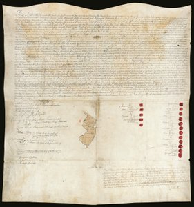 Indianenverdrag, Easton Conference, Pennsylvania, 23 oktober 1758 (pen en inkt met was op perkament) door American School