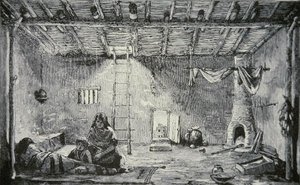 Interieur van een Pueblo-huis, ca. 1880 door American School
