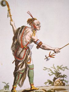Iroquois krijger met knuppel met balhoofd door American School