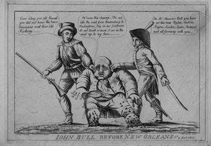 John Bull voor New Orleans, 1815 door American School