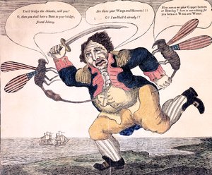 John Bull gestoken tot pijn door de Wesp en Horzel, c.1813 door American School