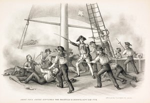 John Paul Jones neemt de Countess & Serapis gevangen, 23 september 1779, pub.1885 door American School