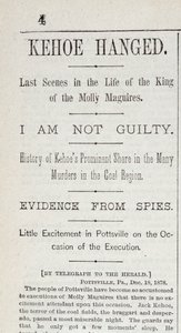 Kehoe opgehangen, uit de New York Herald, 19 december 1878 door American School