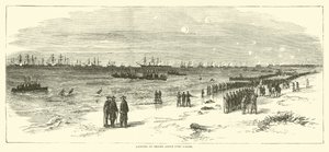 Landing van troepen boven Fort Fisher, januari 1865 door American School