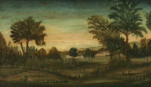 Landschap met gebouwen, eind 18e eeuw