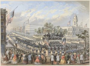 Lincolns begrafenis, 25 april 1865, uitgegeven 1866 door American School