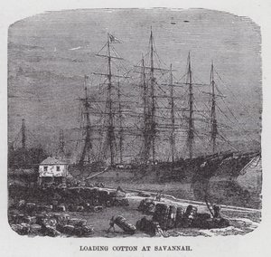 Katoen Laden in Savannah (gravure) door American School