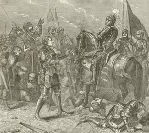 Lord Stanley brengt de Kroon van Richard naar Richmond, na de Slag bij Bosworth door American School