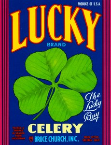 Lucky Brand Selderij Fruitkrat Etiket, ca. 1920