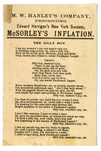 M.W. Hanleys Col presenteert Edward Harrigans nieuwste N.Y. Succes, McSorleys Inflatie [theaterkaart]. Verso door American School