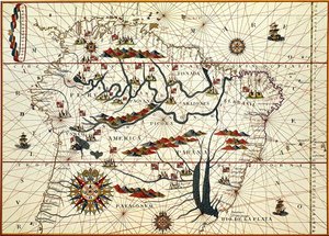 Kaart van Zuid-Amerika in 1582
