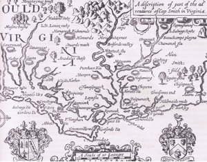 Kaart van Virginia, illustratie uit Cassell