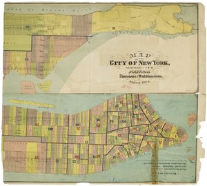 Kaart van de stad New York, met zijn politieke indelingen en onderverdelingen door American School