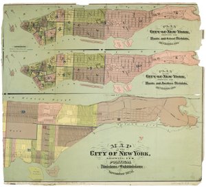 Kaart van de stad New York, met zijn politieke indelingen en onderverdelingen door American School