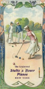 Mannen en vrouwen spelen croquet door American School