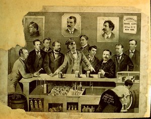 Mannen aan een bar door American School