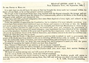 Boodschap aan de mensen van Maryland om de Confederatie te steunen, 8 september 1862 door American School