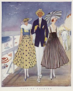 Spotten met de mode van mannen en vrouwen (kleurenlitho) door American School