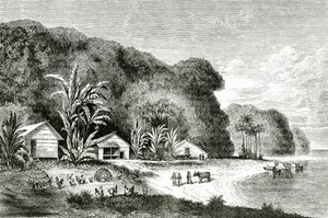 Monding van de Saigon-rivier, illustratie uit een Bezoek aan Saigon door Walter Rose, gepubliceerd in Appletons Journal, 4 mei 1872