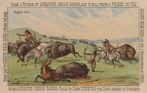 Inheemse Amerikaan jaagt op buffels