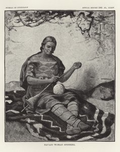 Navajo vrouw aan het spinnen