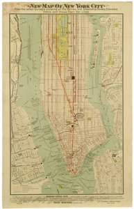 Nieuwe kaart van New York City van de nieuwste onderzoeken met alle veerboten en stoomschipdokken, verhoogde, metro