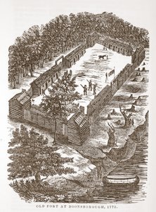 Oude fort in Boonsborough, 1775 door American School