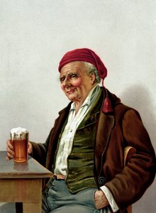 Oude man met een bier in een kroeg