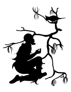 Een van een set Robinson Crusoe silhouetten door American School