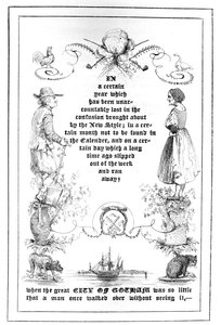 Openingspagina van De naamloze oude vrouw, uit Een kerstcadeau uit het feeënland, 1838 door American School