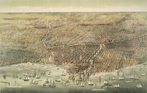Panoramisch Uitzicht op de Stad Chicago, uitgegeven 1892