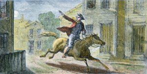 De beroemde rit van Paul Revere in de nacht van 18 april 1775 door American School
