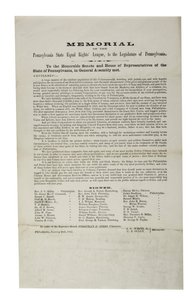 Pennsylvania State Equal Rights League, Memorial van de Pennsylvania State Equal Rights League, aan de wetgevende macht van Pennsylvania, 20 januari 1865 door American School
