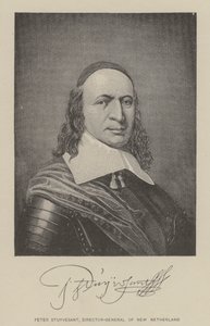 Peter Stuyvesant, directeur-generaal van Nieuw-Nederland (litho) door American School