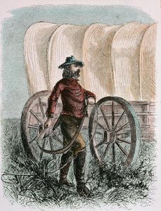 Pioneer Bullcracker met zijn bullepeits (gravure) door American School
