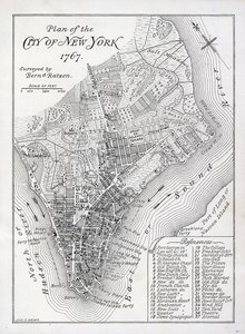 Plan van de stad New York in 1767 door American School