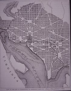 Plan van de stad Washington DC zoals uitgelegd door majoor Pierre Charles L