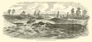 Vloot van Porter passeert de dam bij Alexandria, mei 1864 door American School
