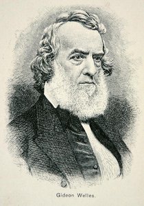 Portret van Gideon Welles, secretaris van de Amerikaanse marine tijdens de oorlog en wederopbouw door American School