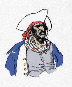 Portret van een piraat. “Book of pirates Buccaneers and Marooners of the Spanish Main” door Howard Pyle (1853 - 1911), Amerikaanse illustrator. 1887