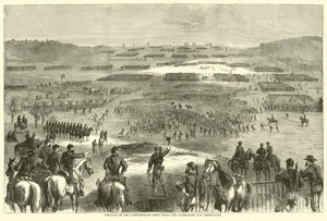 Positie van het Confederale Leger toen de overgave werd aangekondigd, april 1865 door American School