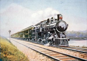 Ansichtkaart van de Overland Limited van de Chicago & North Western Railroad door American School