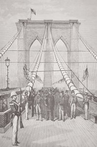 President Chester A. Arthur bij de openingsceremonie van de nieuwe Brooklyn Bridge, 24 mei 1883