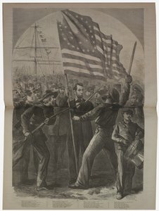 President Lincoln betrokken bij de Slag om Fort Stevens, illustratie uit "Harper